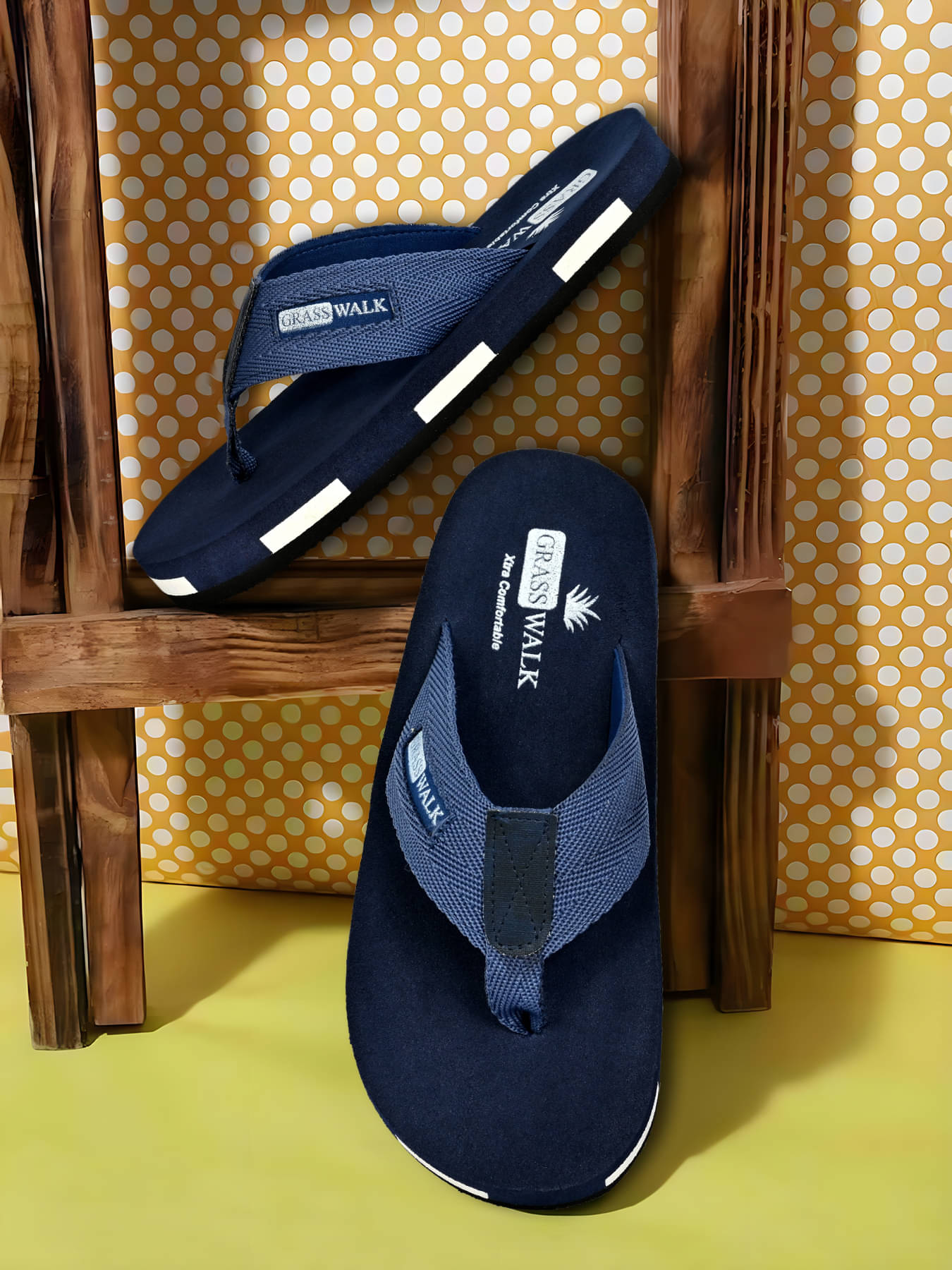    			GRASS WALK Navy Blue Men's Thong Flip Flop