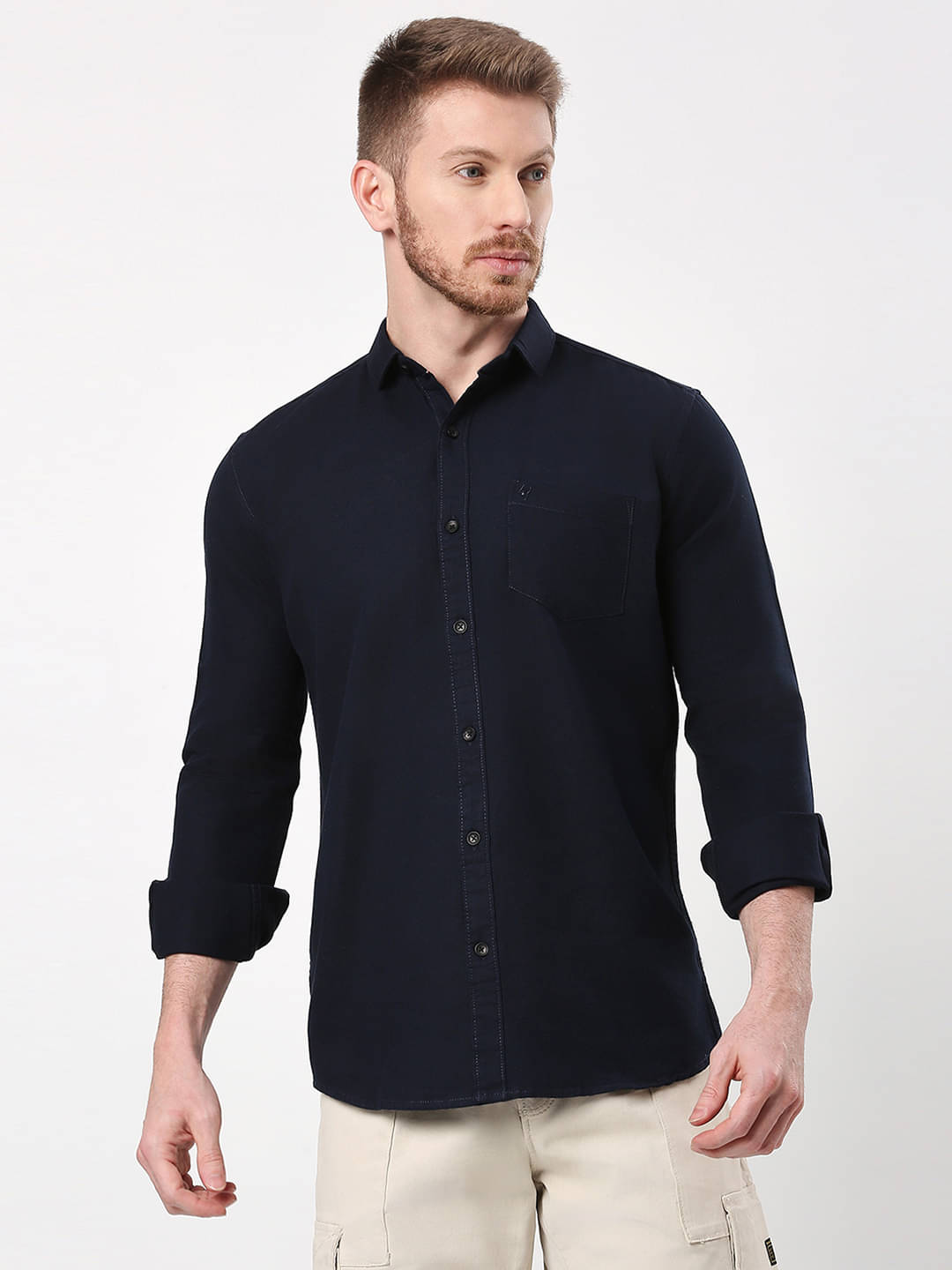 HJ HASASI 100% Cotton Slim Fit Solids Full Sleeves Men's Casual Shirt - Blue ( Pack of 1 ) HJ HASASI 100% Cotton Slim Fit Solids Full Sleeves Men's Casual Shirt - Blue ( Pack of 1 )