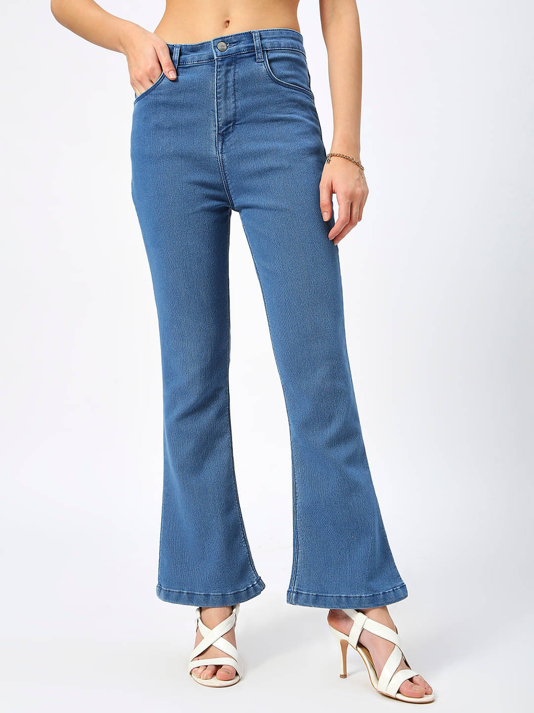     			HJ HASASI - Light Blue Cotton Blend Bootcut Women's Jeans ( Pack of 1 )