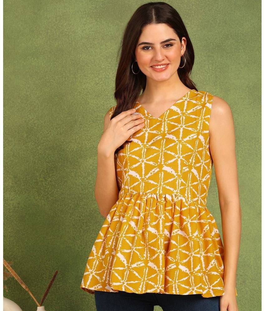     			Hiva Trendz Women's Viscose A-Line Top ( Yellow )