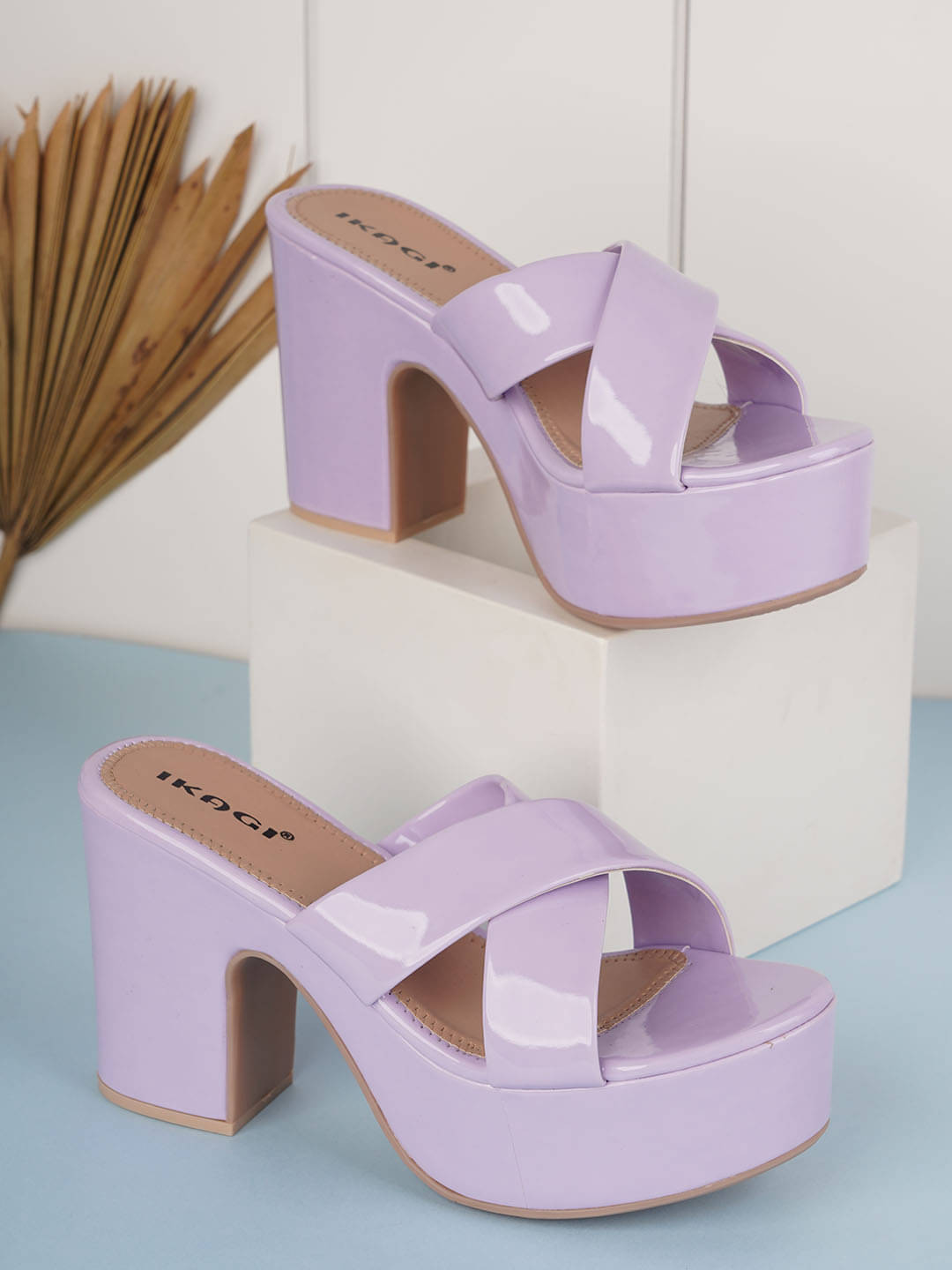     			IKAGI Purple Women's Slip On Heels