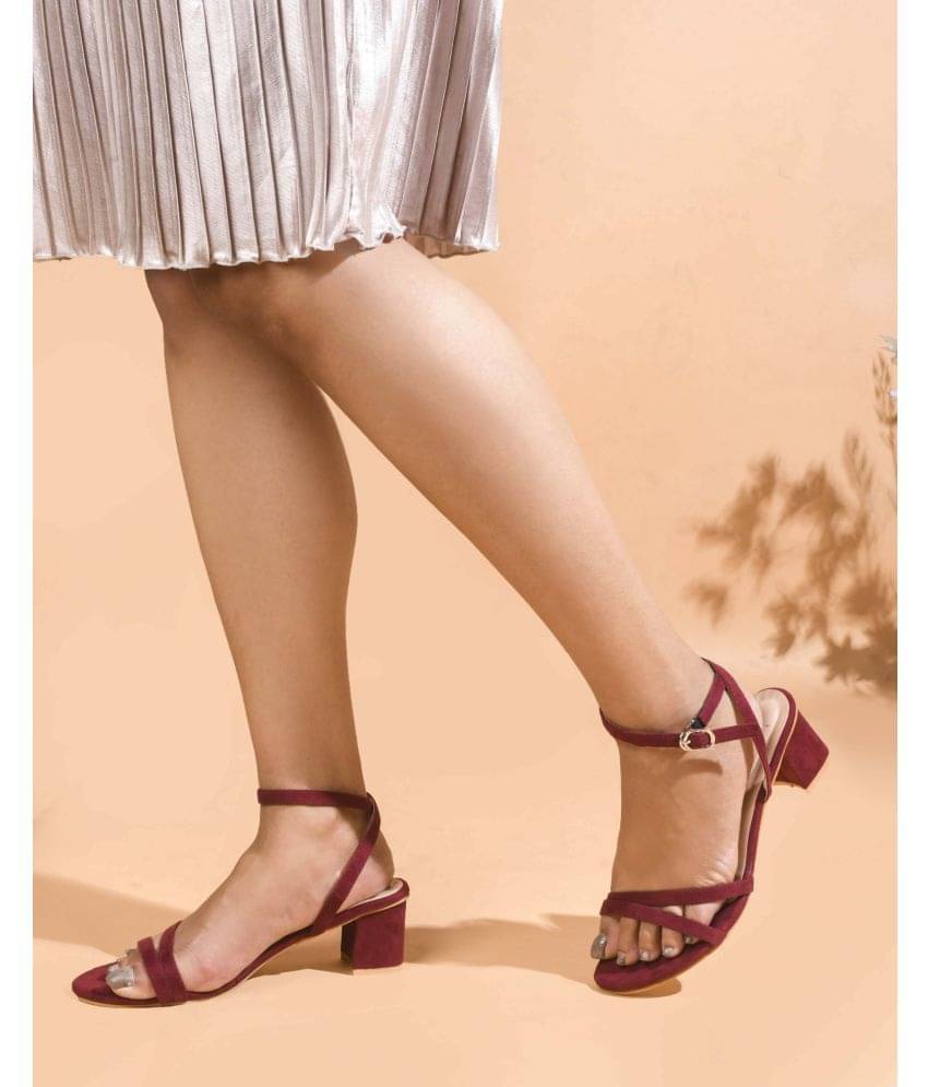 JM Looks Maroon Women's Sandal Heels JM Looks Maroon Women's Sandal Heels