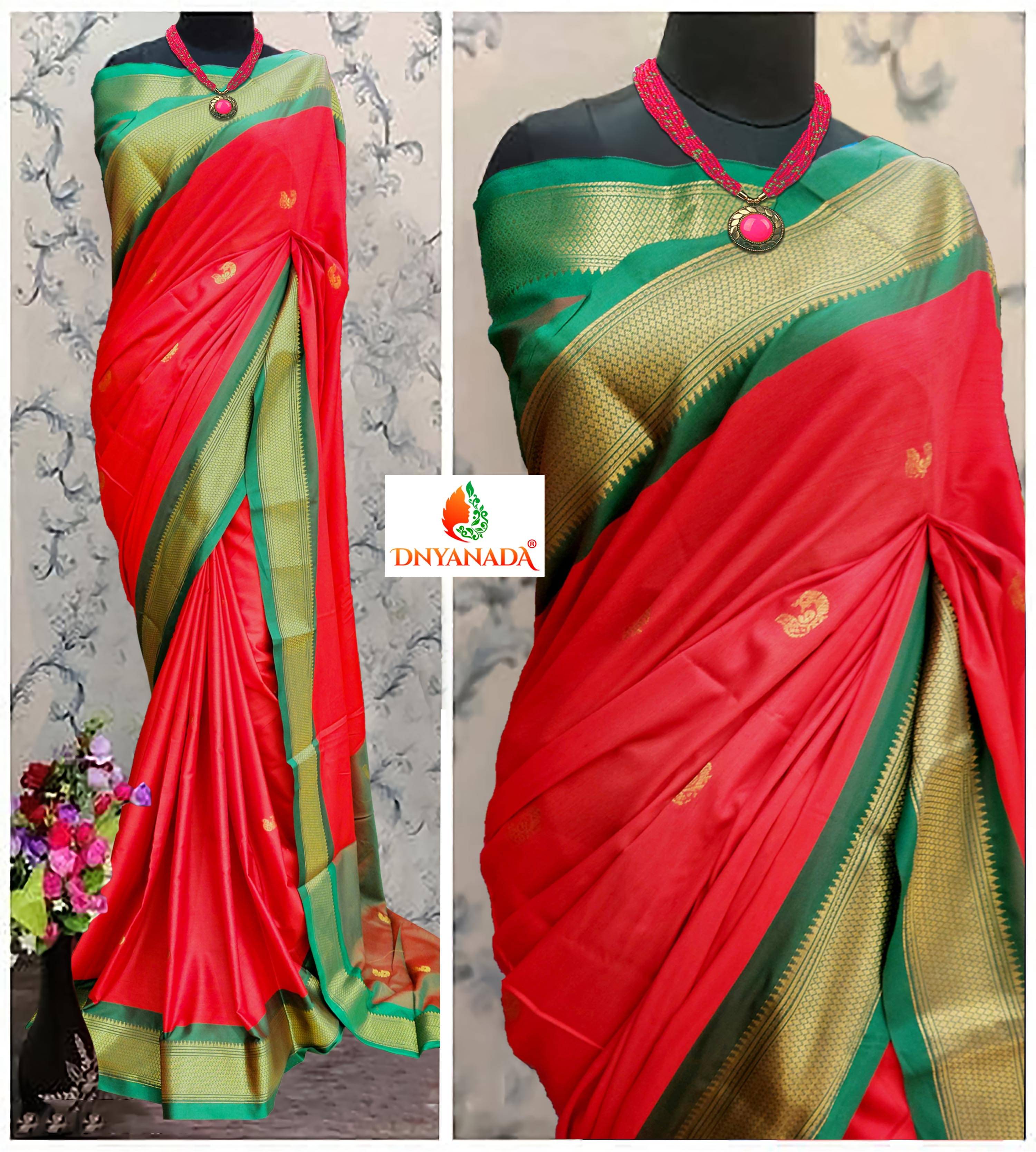     			Mysstre Cotton Silk Woven Saree With Unstitched Blouse Piece ( Red )