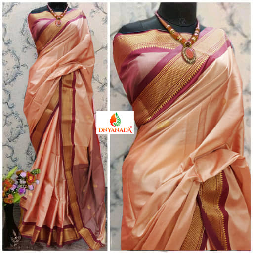 Mysstre Cotton Silk Woven Saree With Unstitched Blouse Piece ( Coral ) - Sarees | Buy online on ZillyBuy