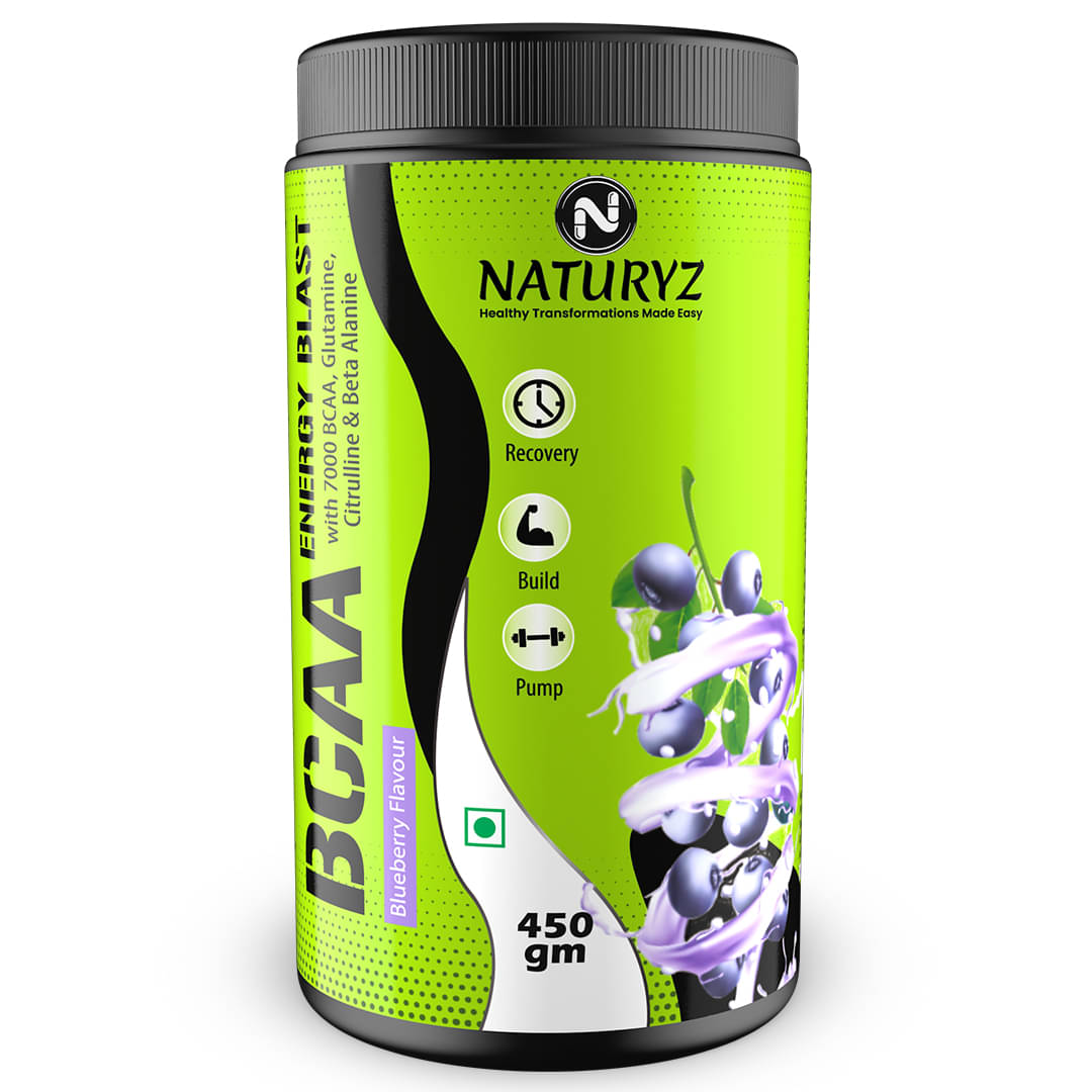     			NATURYZ BCAA Energy Blast Pre Intra Post Workout For Recovery & Energy - 450g(BlueBerry Flavour)