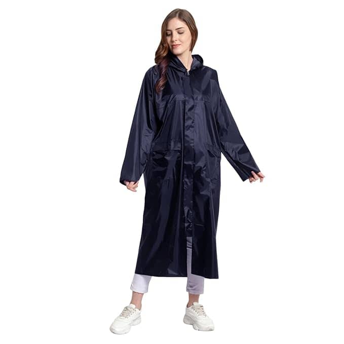 PARYAG HOSIERY Polyester Long Raincoat - Blue