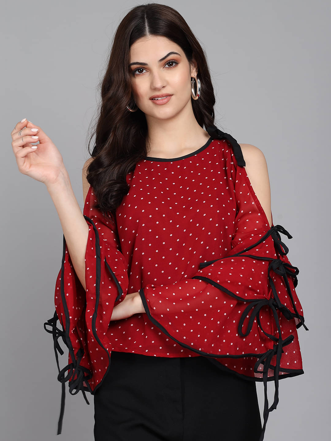 Raabta Fashion Women's Georgette Regular Top ( Maroon )     			Raabta Fashion Women's Georgette Regular Top ( Maroon )