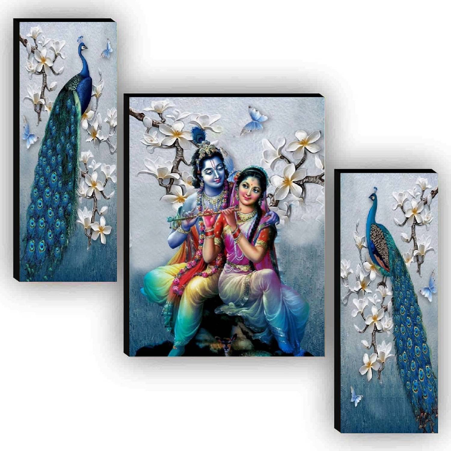 SNDArt Set Of 3 Radha Krishna MDF Wall Paintings For Living Room 12 x 18 inch SNDArt Set Of 3 Radha Krishna MDF Wall Paintings For Living Room 12 x 18 inch