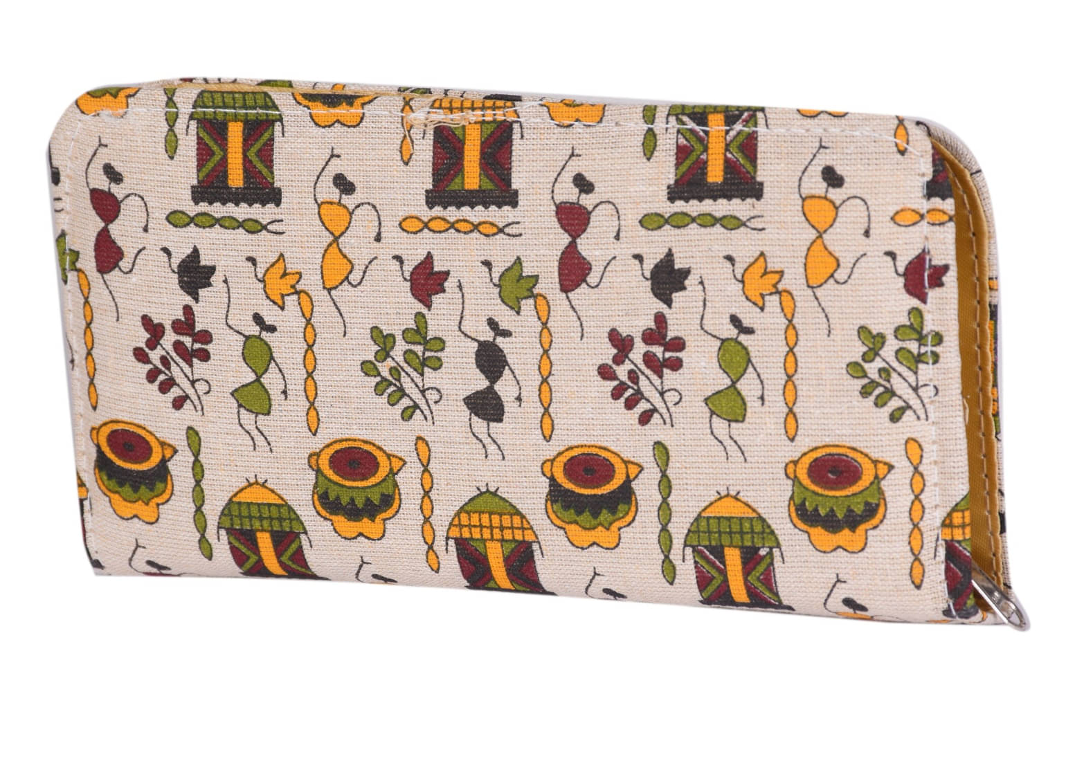     			SUNESH CREATION Off White Fabric Handheld