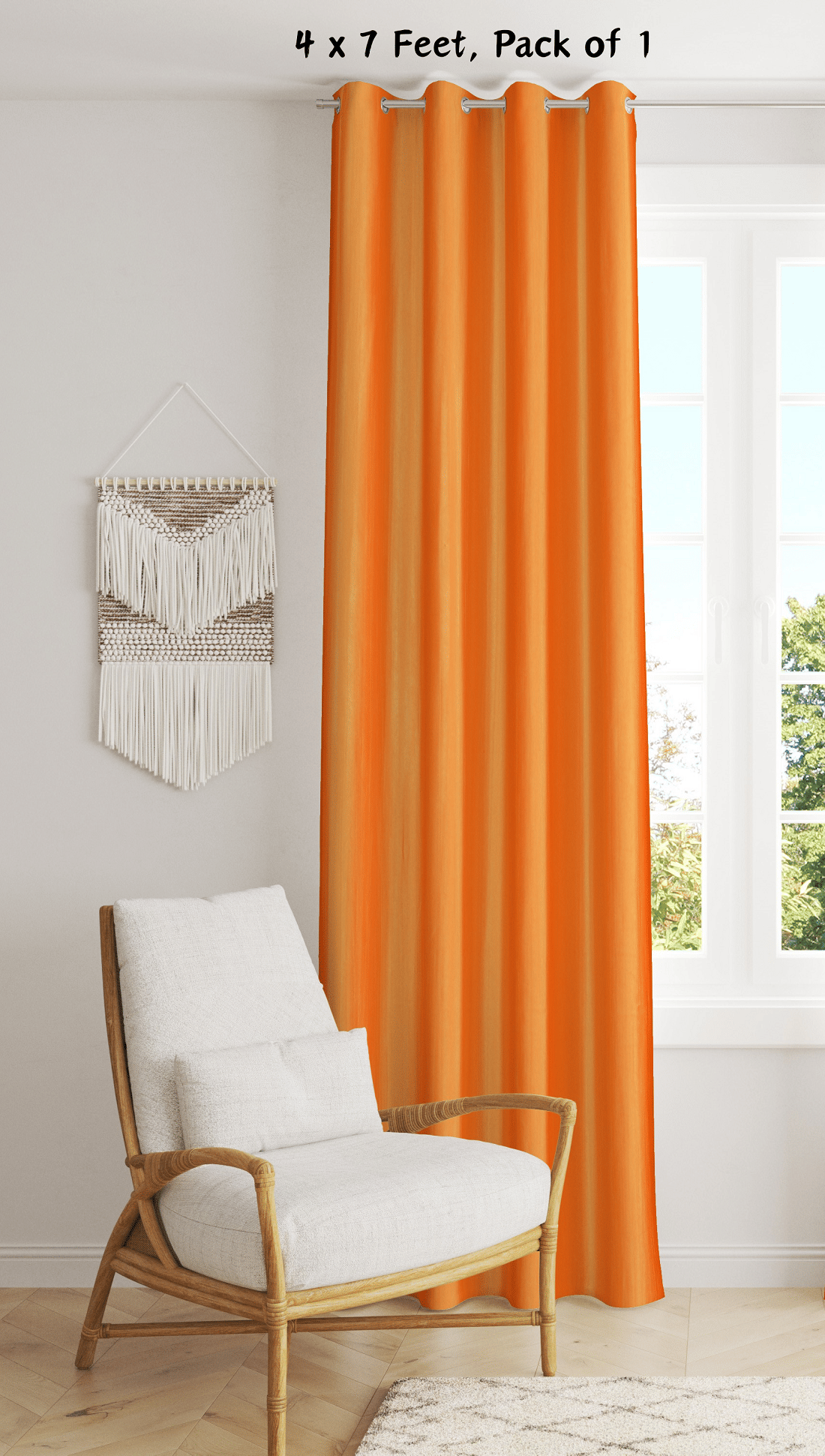 SWIZIER Solid Semi-Transparent Eyelet Curtain 7 ft ( Pack of 1 ) - Orange SWIZIER Solid Semi-Transparent Eyelet Curtain 7 ft ( Pack of 1 ) - Orange