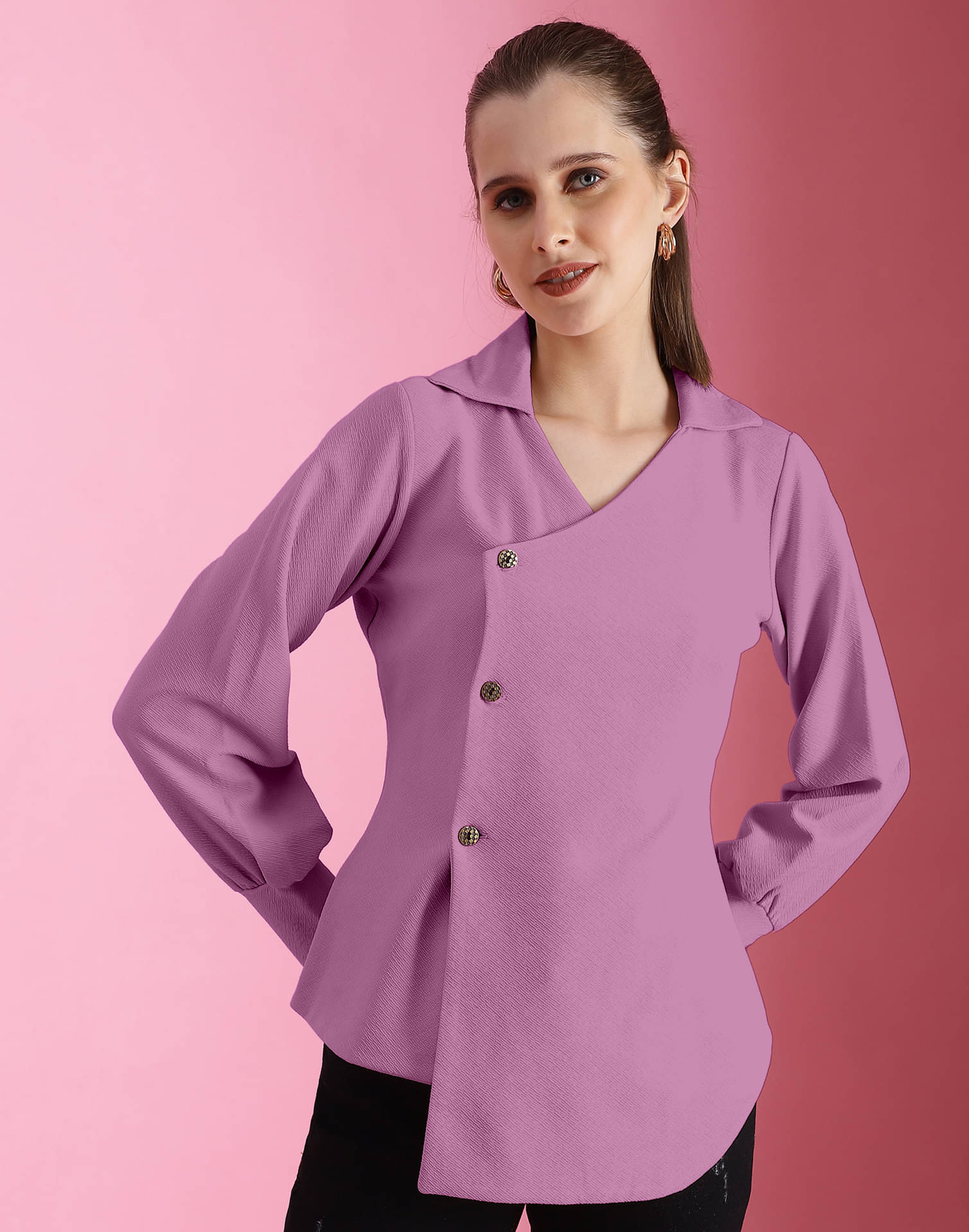 Selvia Women's Polyester Wrap Top ( Magenta ) Selvia Women's Polyester Wrap Top ( Magenta )
