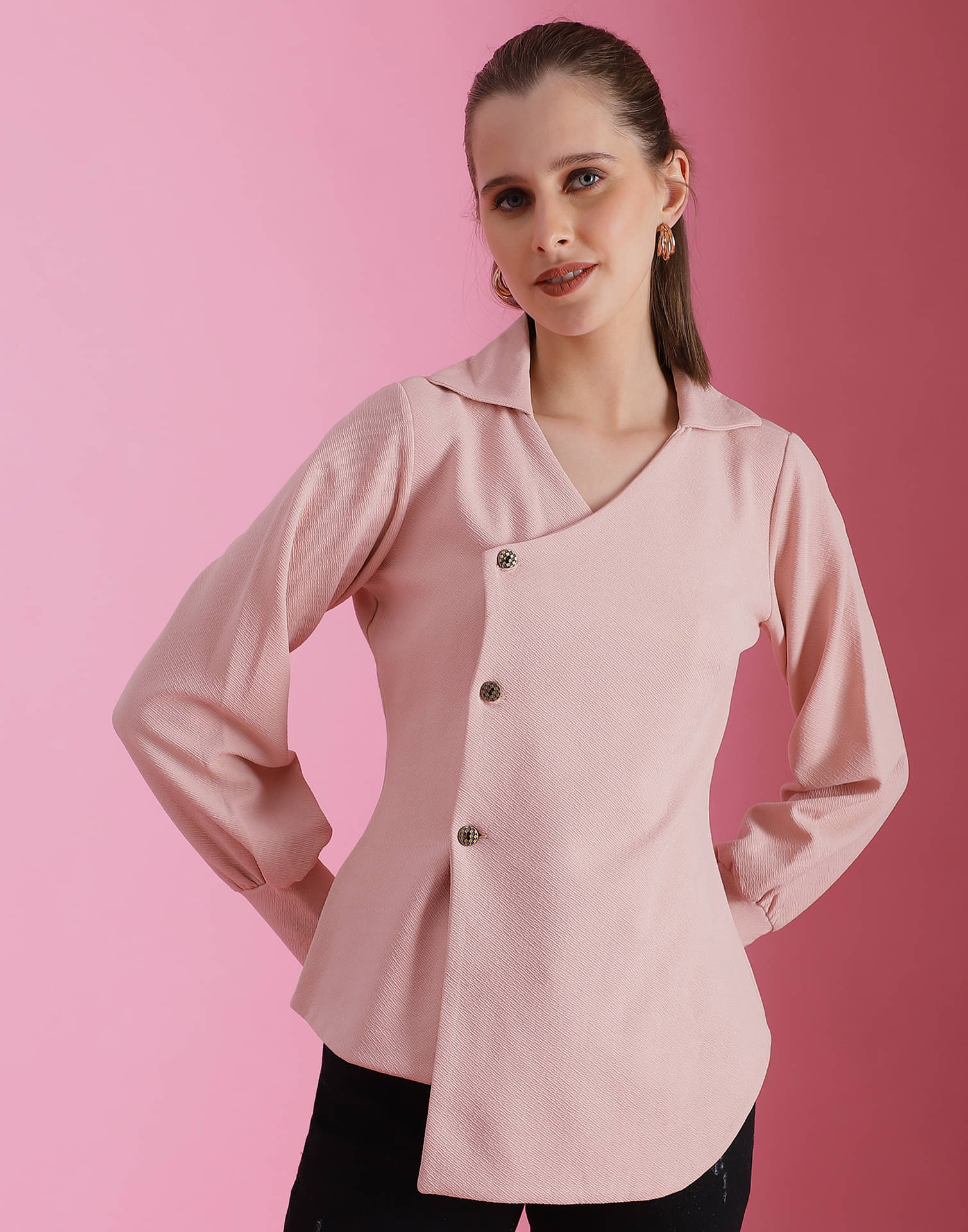 Selvia Women's Polyester Wrap Top ( Peach ) Selvia Women's Polyester Wrap Top ( Peach )