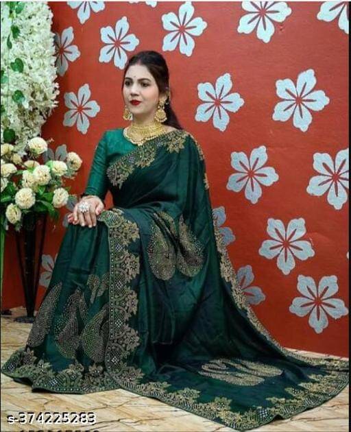 Shivadit ethnic Chiffon Embellished Saree With Unstitched Blouse Piece ( Green ) Shivadit ethnic Chiffon Embellished Saree With Unstitched Blouse Piece ( Green )