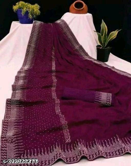 Shivadit ethnic Chiffon Embroidered Saree With Unstitched Blouse Piece ( Purple ) Shivadit ethnic Chiffon Embroidered Saree With Unstitched Blouse Piece ( Purple )