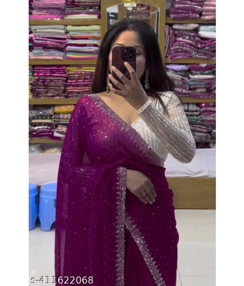 Shivadit ethnic Chiffon Embroidered Saree With Unstitched Blouse Piece ( Purple ) Shivadit ethnic Chiffon Embroidered Saree With Unstitched Blouse Piece ( Purple )