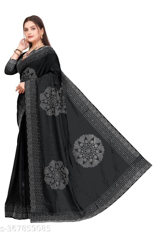     			Shivadit ethnic Georgette Embellished Saree With Unstitched Blouse Piece ( Black )