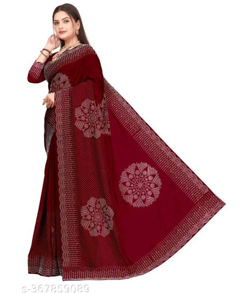     			Shivadit ethnic Georgette Embellished Saree With Unstitched Blouse Piece ( Maroon )
