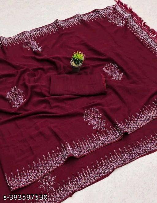     			Shivadit ethnic Georgette Embellished Saree With Unstitched Blouse Piece ( Maroon )