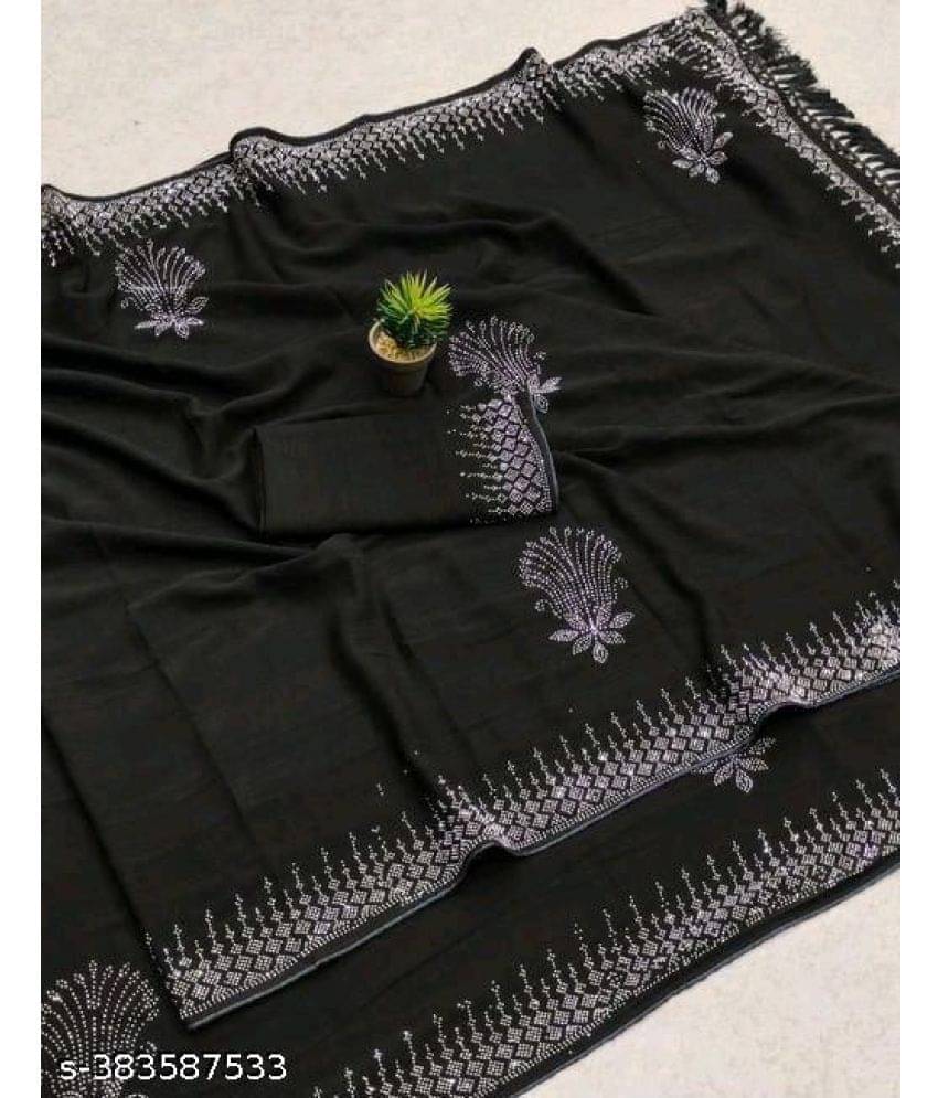 Shivadit ethnic Georgette Embellished Saree With Unstitched Blouse Piece ( Black )     			Shivadit ethnic Georgette Embellished Saree With Unstitched Blouse Piece ( Black )
