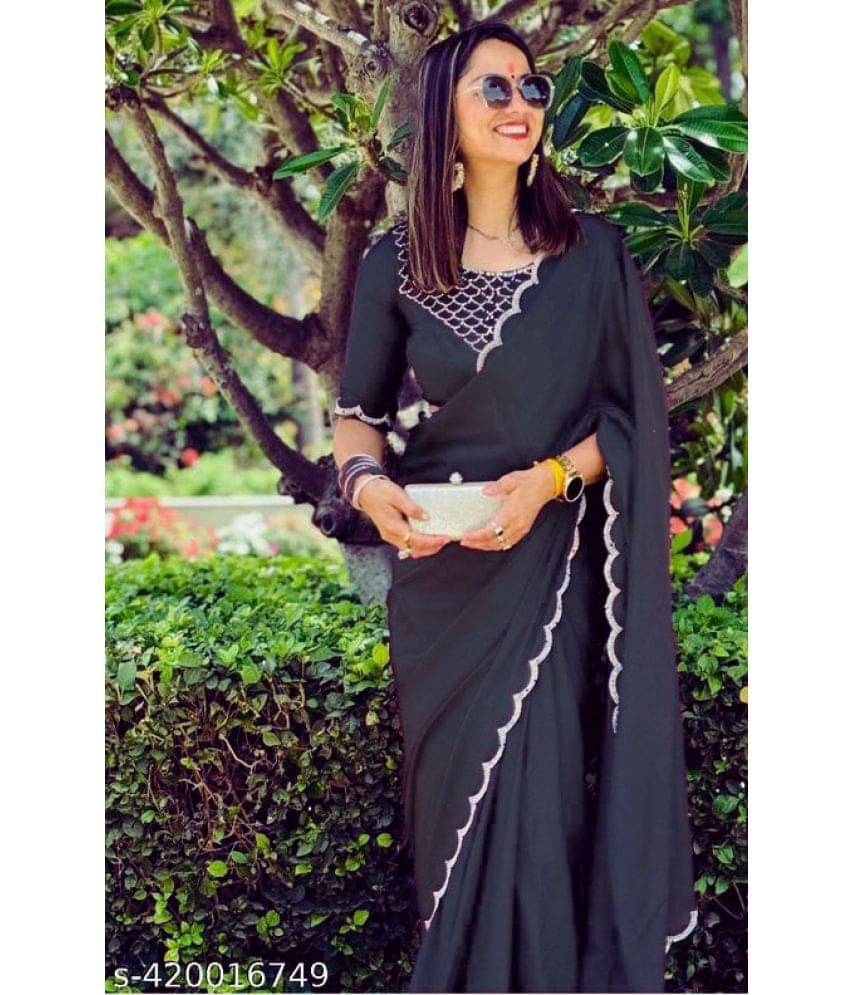Shivadit ethnic Georgette Embellished Saree With Unstitched Blouse Piece ( Black ) Shivadit ethnic Georgette Embellished Saree With Unstitched Blouse Piece ( Black )