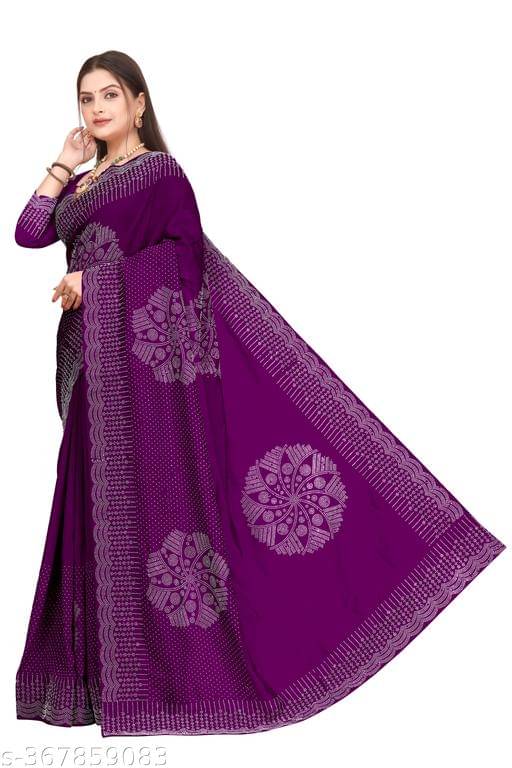 Shivadit ethnic Georgette Embellished Saree With Unstitched Blouse Piece ( Purple ) Shivadit ethnic Georgette Embellished Saree With Unstitched Blouse Piece ( Purple )