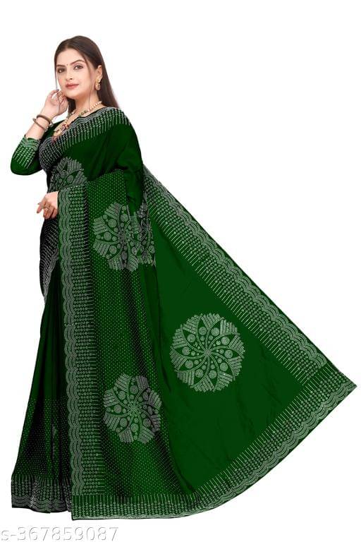 Shivadit ethnic Georgette Embellished Saree With Unstitched Blouse Piece ( Green ) Shivadit ethnic Georgette Embellished Saree With Unstitched Blouse Piece ( Green )