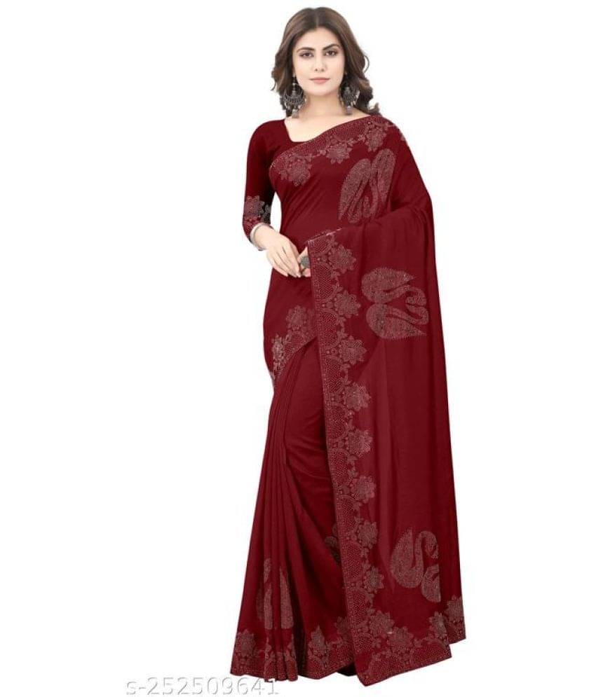    			Shivadit ethnic Georgette Embroidered Saree With Unstitched Blouse Piece ( Maroon )