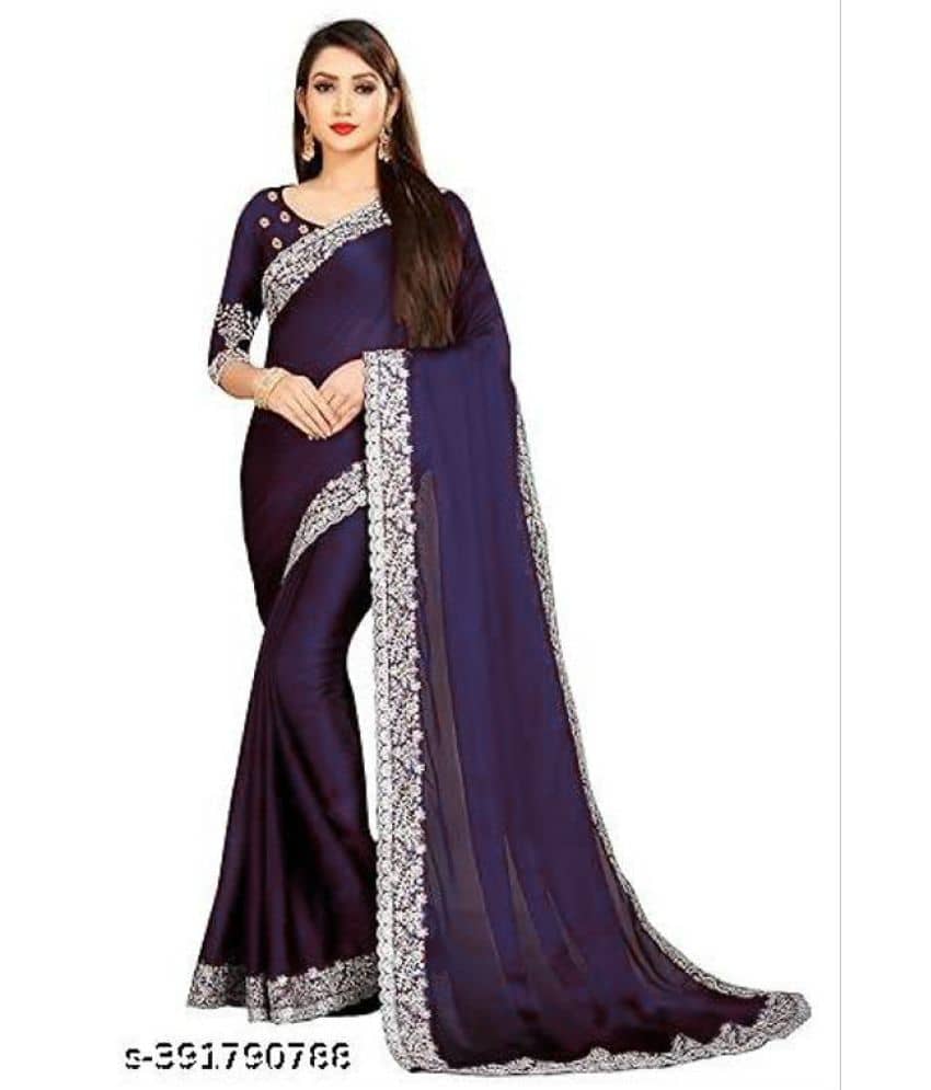 Shivadit ethnic Georgette Embroidered Saree With Unstitched Blouse Piece ( Blue ) - Sarees | Buy online on ZillyBuy
