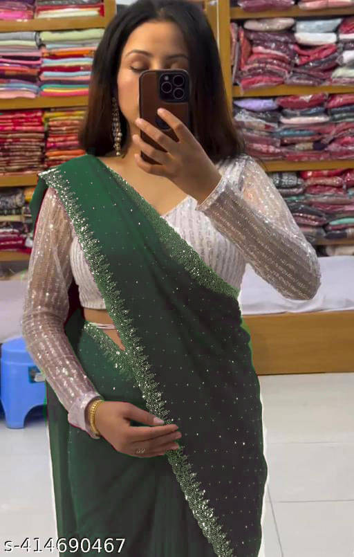 Shivadit ethnic Georgette Embroidered Saree With Unstitched Blouse Piece ( Green ) Shivadit ethnic Georgette Embroidered Saree With Unstitched Blouse Piece ( Green )