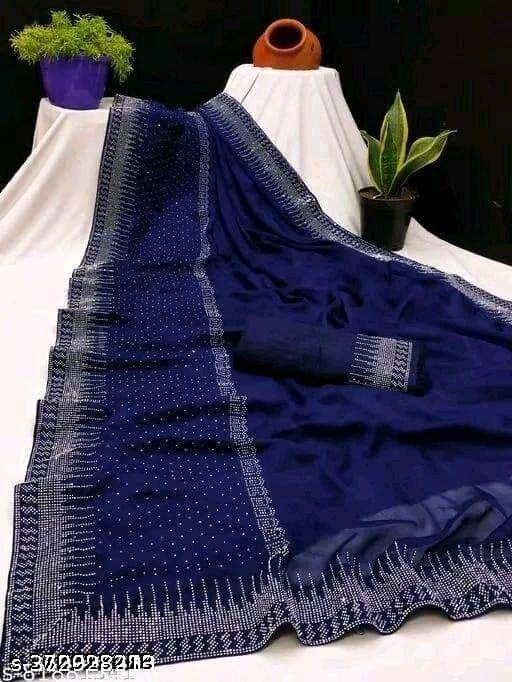 Shivadit ethnic Georgette Printed Saree With Unstitched Blouse Piece ( Blue ) Shivadit ethnic Georgette Printed Saree With Unstitched Blouse Piece ( Blue )