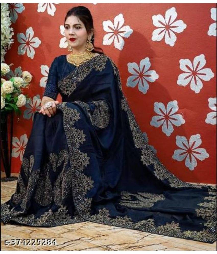     			Shivadit ethnic Georgette Self Design Saree With Unstitched Blouse Piece ( Blue )
