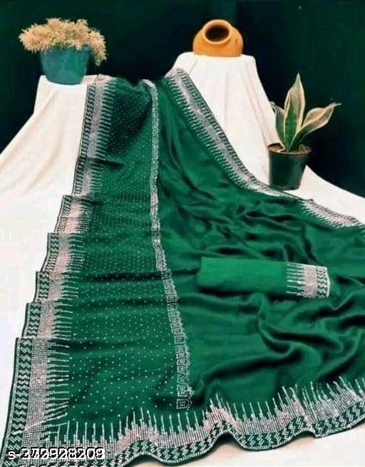     			Shivadit ethnic Georgette Self Design Saree With Unstitched Blouse Piece ( Green )