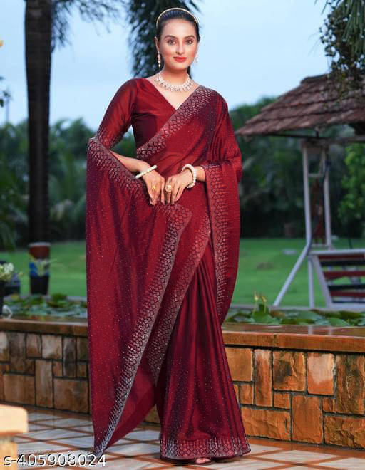     			Shivadit ethnic Georgette Self Design Saree With Unstitched Blouse Piece ( Maroon )