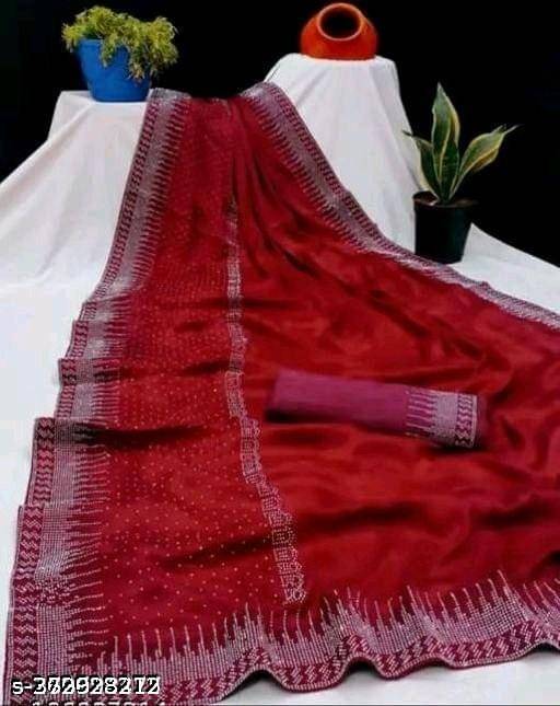     			Shivadit ethnic Georgette Solid Saree With Unstitched Blouse Piece ( Red )