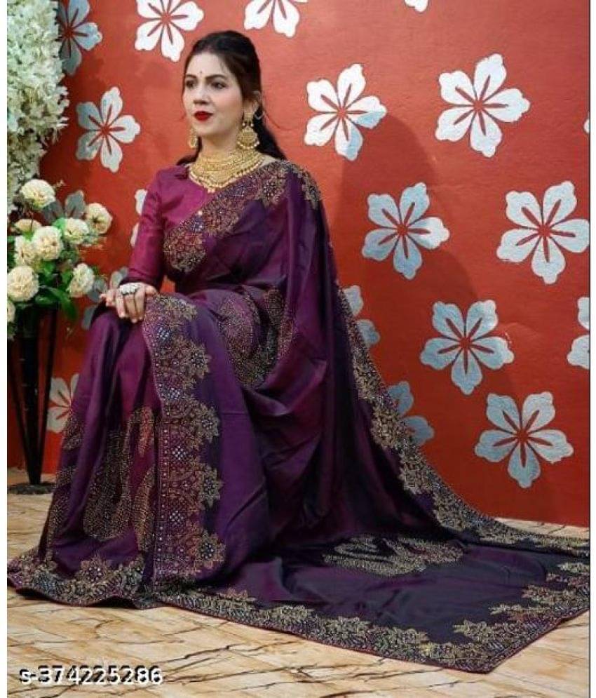     			Shivadit ethnic Georgette Woven Saree With Unstitched Blouse Piece ( Purple )