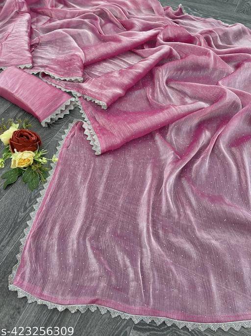 Shivadit ethnic Organza Cut Outs Saree With Unstitched Blouse Piece ( Pink ) Shivadit ethnic Organza Cut Outs Saree With Unstitched Blouse Piece ( Pink )