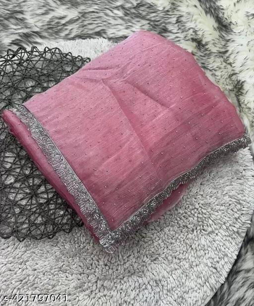 Shivadit ethnic Organza Cut Outs Saree With Unstitched Blouse Piece ( Pink ) Shivadit ethnic Organza Cut Outs Saree With Unstitched Blouse Piece ( Pink )