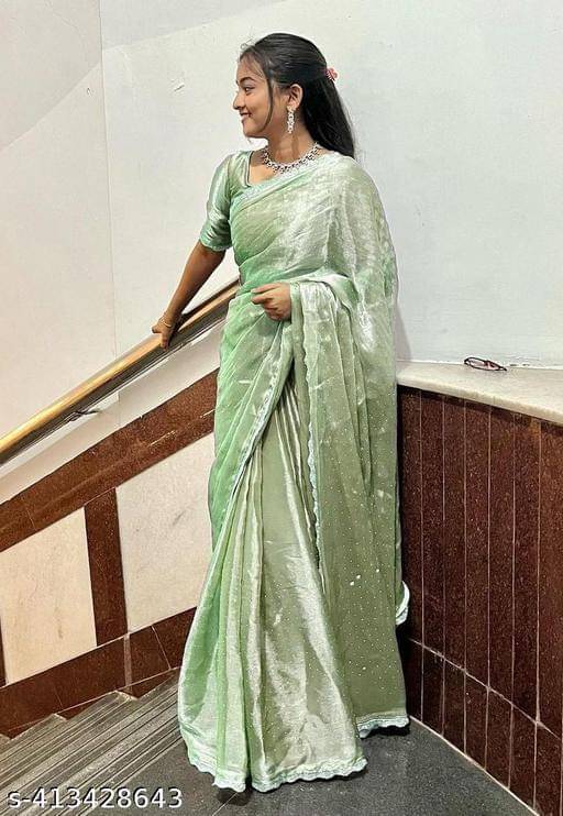 Shivadit ethnic Organza Solid Saree With Unstitched Blouse Piece ( Light Green ) Shivadit ethnic Organza Solid Saree With Unstitched Blouse Piece ( Light Green )