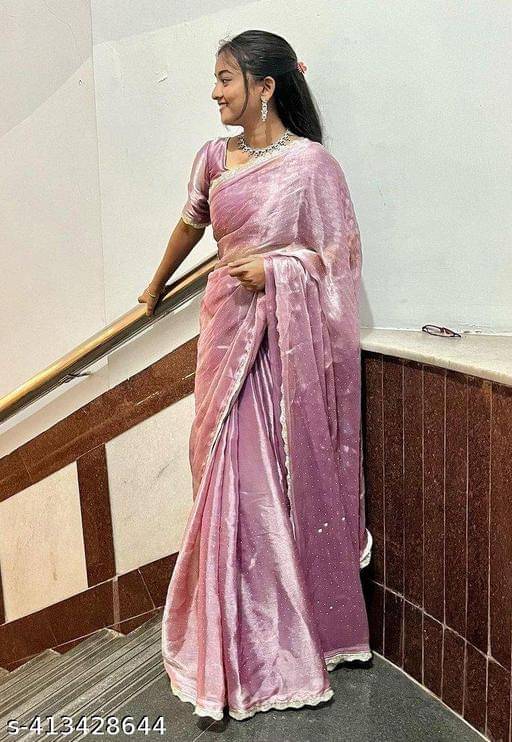     			Shivadit ethnic Organza Solid Saree With Unstitched Blouse Piece ( Pink )