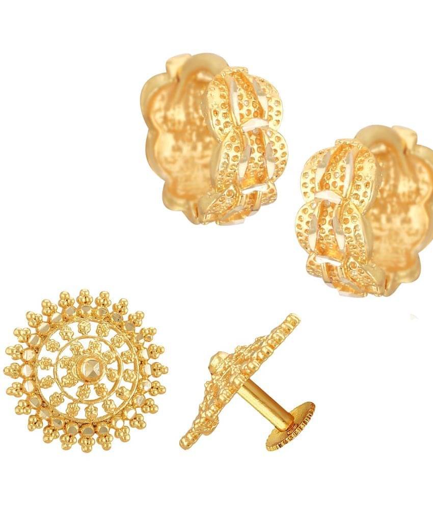     			VIVASTRI Golden Stud Earrings ( Pack of 2 )