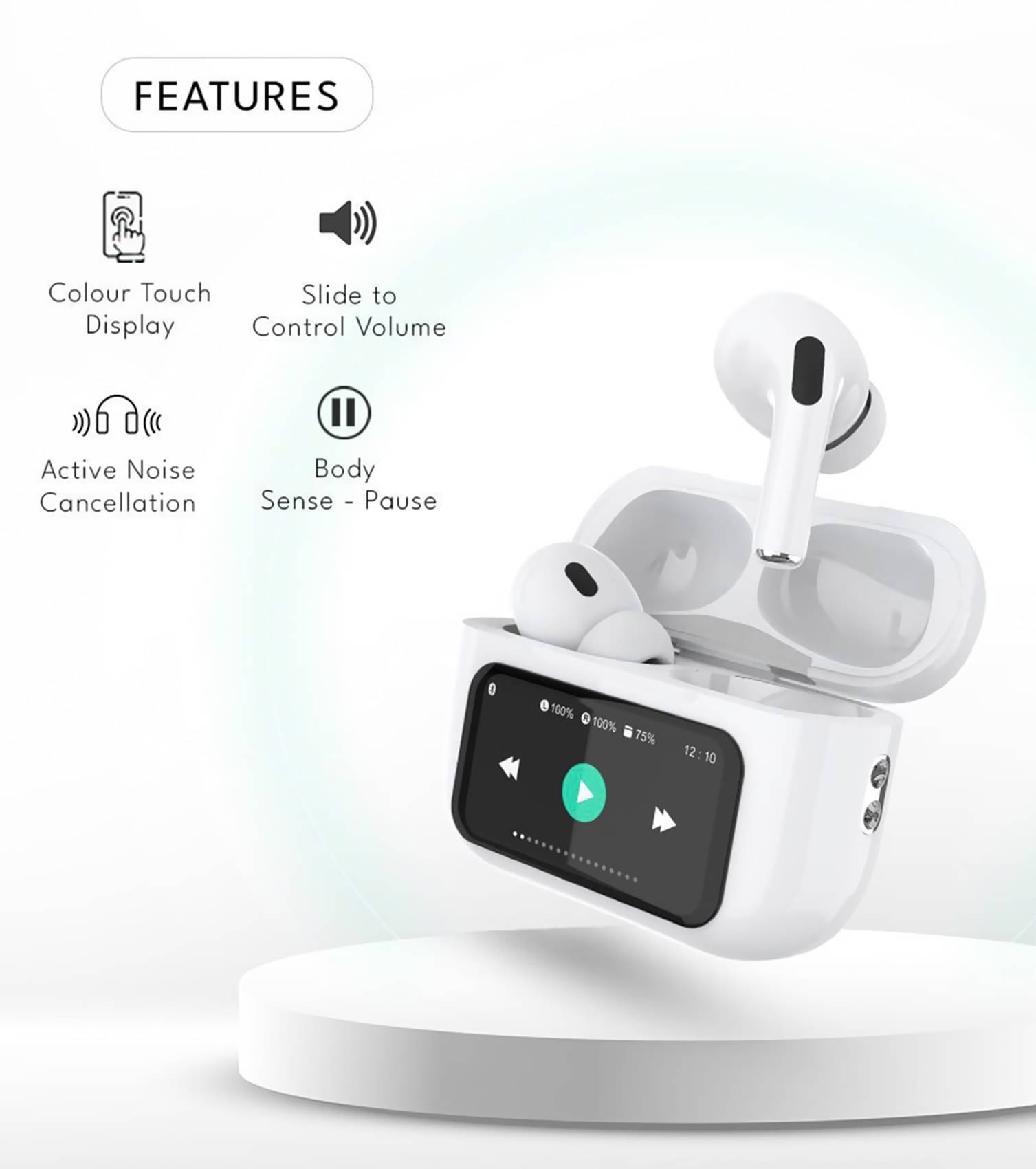     			Vertical9 Earbuds 10hrs Backup In Ear TWS White