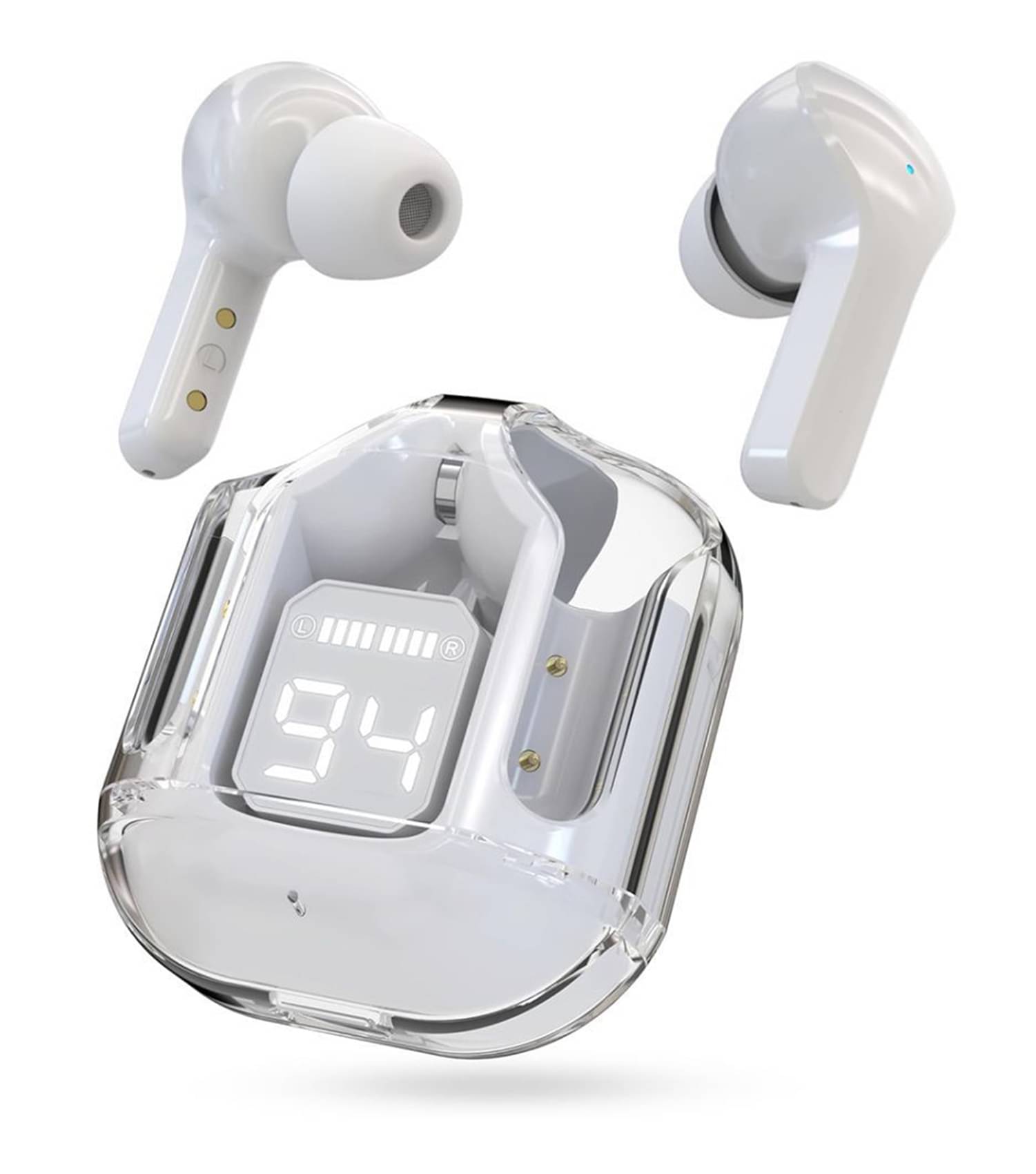 Vertical9 LED DISPLAY Type C True Wireless (TWS) In Ear 8 Hours Playback Active Noise cancellation IPX4(Splash & Sweat Proof) White Vertical9 LED DISPLAY Type C True Wireless (TWS) In Ear 8 Hours Playback Active Noise cancellation IPX4(Splash & Sweat Proof) White