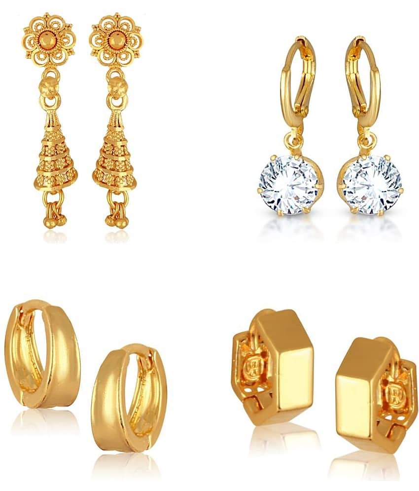 Vighnaharta Golden Jhumki Earrings ( Pack of 4 ) - Earrings | Buy online on ZillyBuy