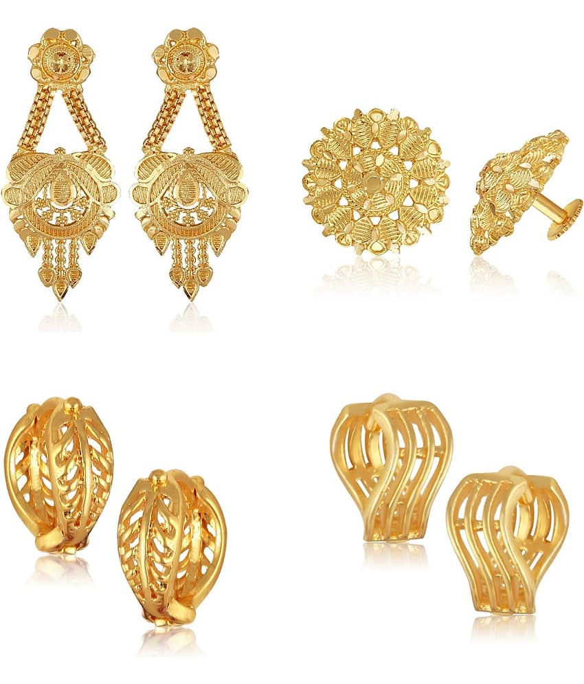 Vighnaharta Golden Stud Earrings ( Pack of 4 ) - Earrings | Buy online on ZillyBuy