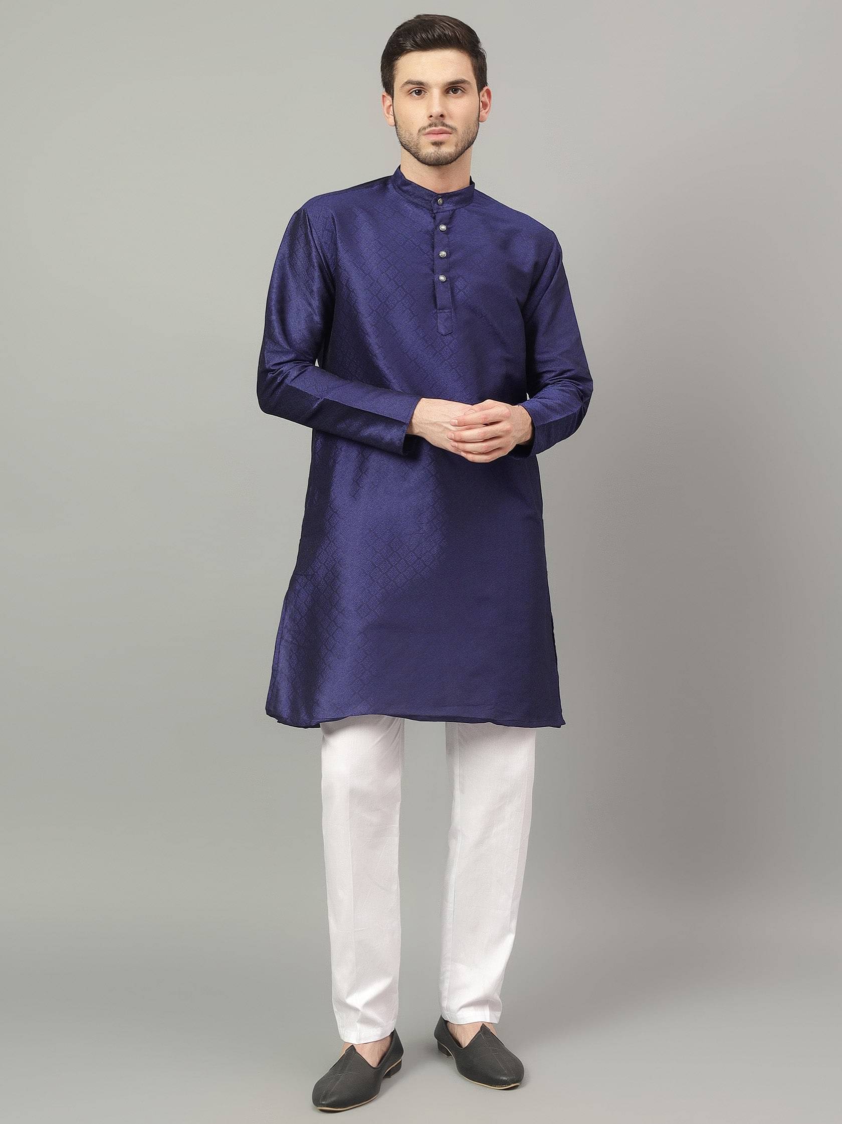     			Yugnik Blue Rayon Regular Fit Men's Kurta Pyjama Set ( Pack of 1 )