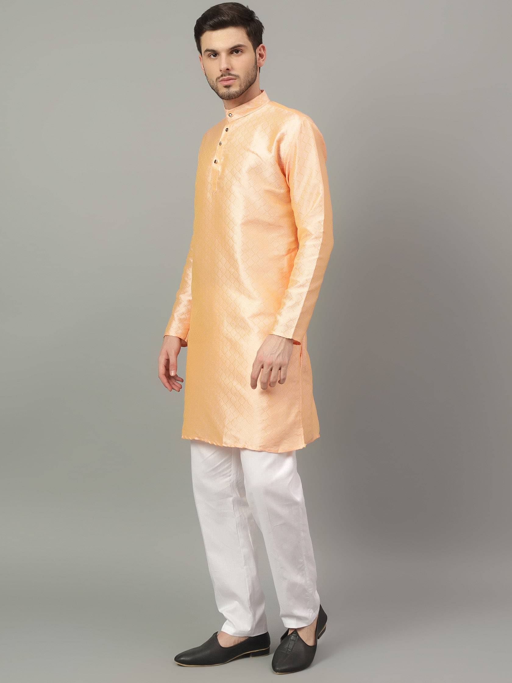 Yugnik Fluorescent Orange Rayon Regular Fit Men's Kurta Pyjama Set ( Pack of 1 ) Yugnik Fluorescent Orange Rayon Regular Fit Men's Kurta Pyjama Set ( Pack of 1 )