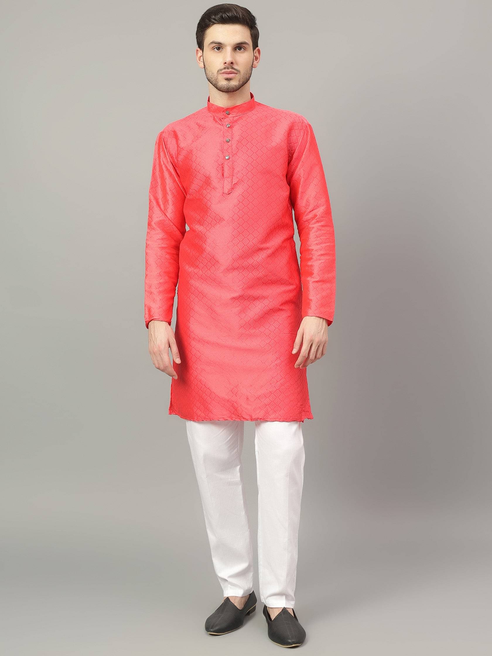     			Yugnik Pink Rayon Regular Fit Men's Kurta Pyjama Set ( Pack of 1 )