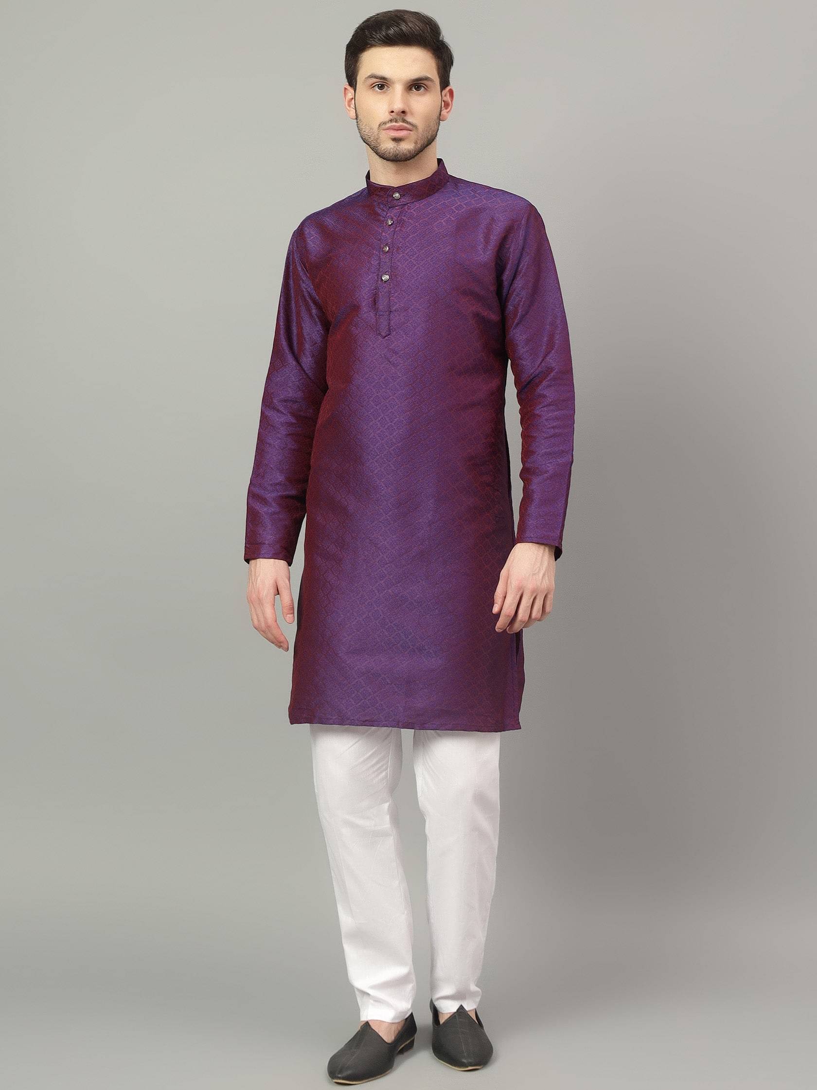     			Yugnik Purple Rayon Regular Fit Men's Kurta Pyjama Set ( Pack of 1 )