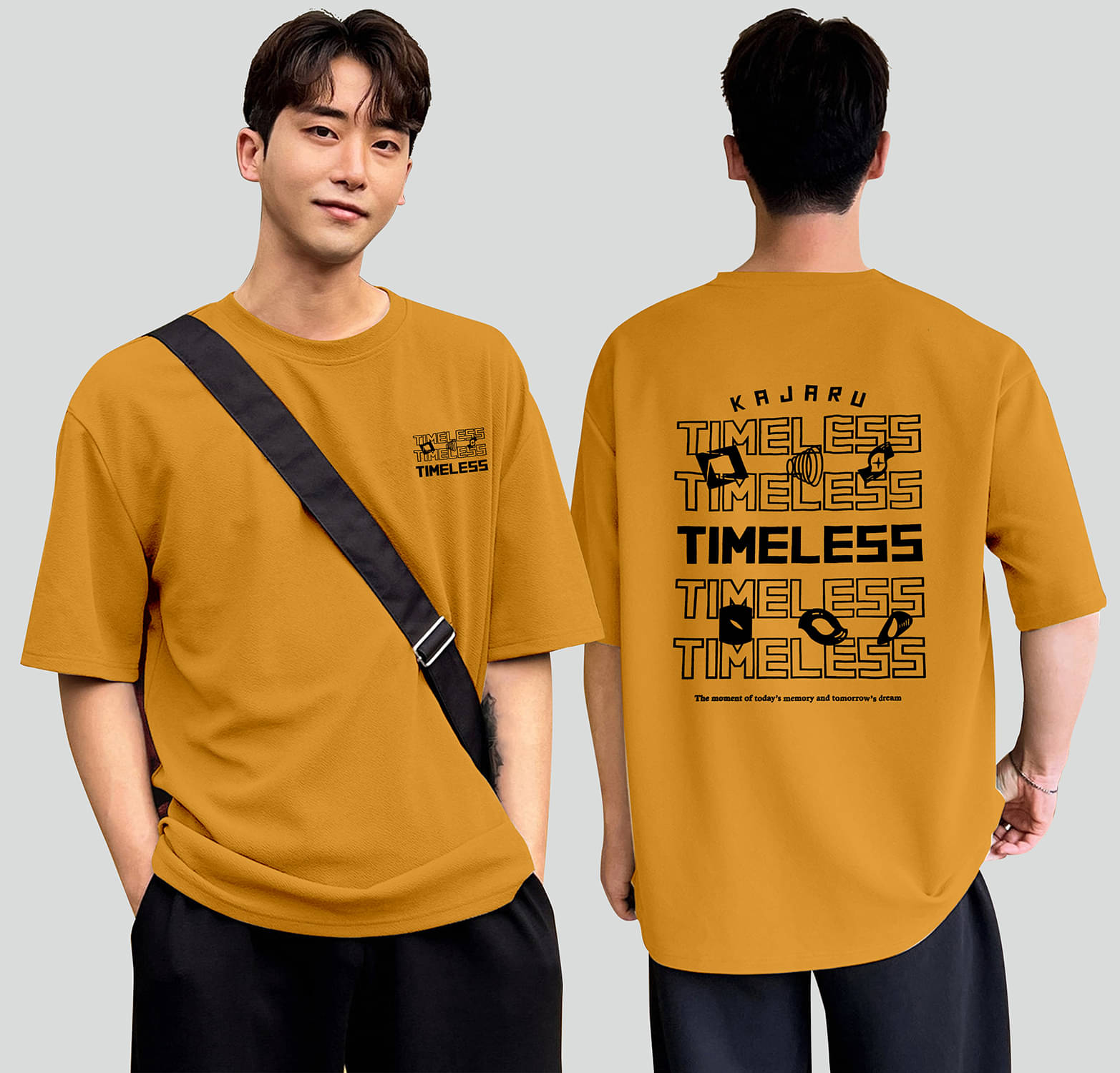     			happy khajana Polyester Oversized Fit Printed Half Sleeves Men's T-Shirt - Yellow ( Pack of 1 )