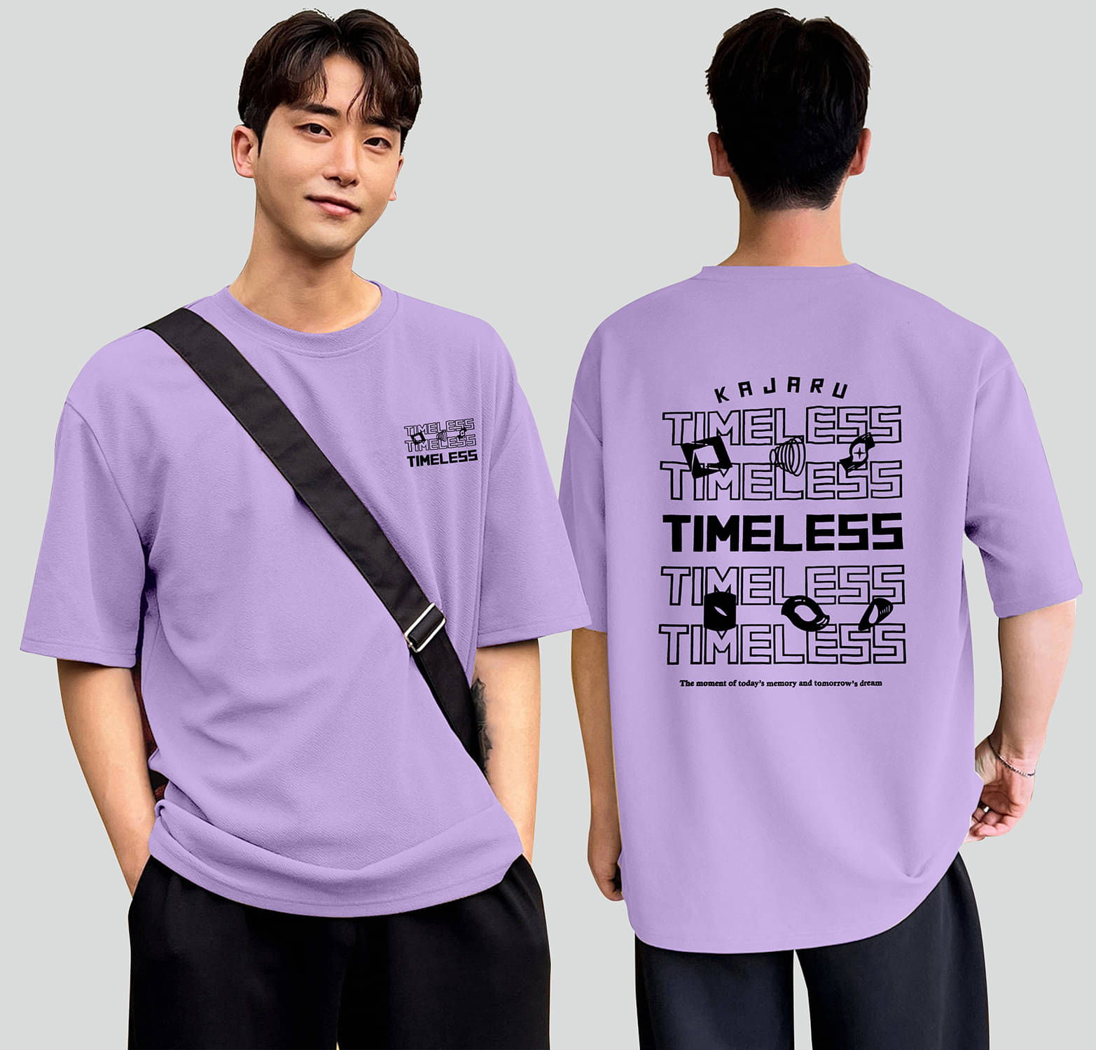     			happy khajana Polyester Oversized Fit Printed Half Sleeves Men's T-Shirt - Lavender ( Pack of 1 )